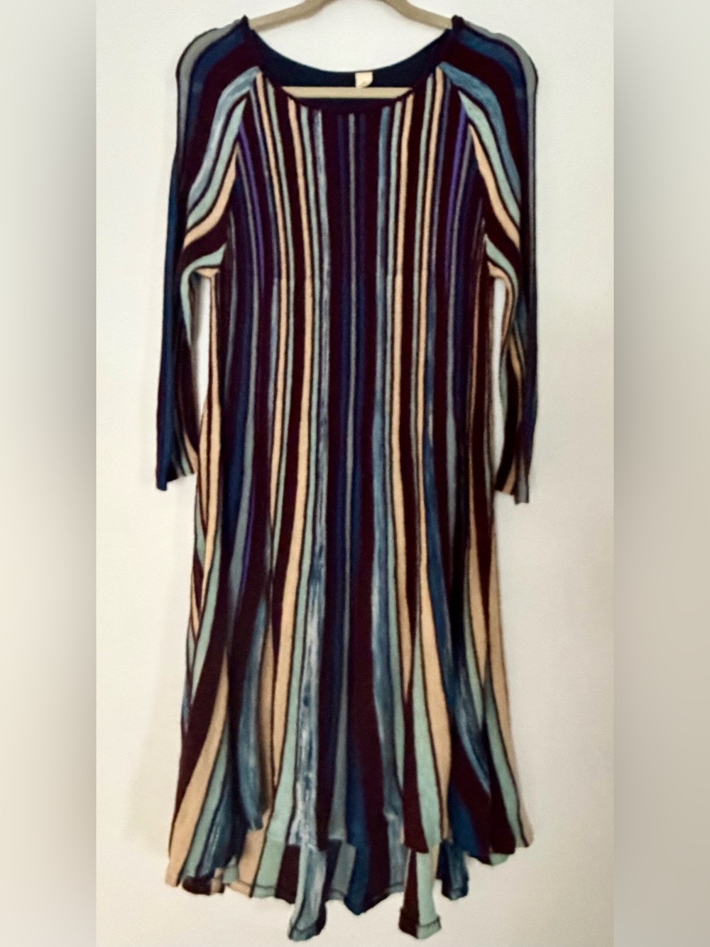 Anthropologie MOTH Nora 3D Knit Striped Sweater Dress XS Wool Alpaca Midi - Picture 3 of 15